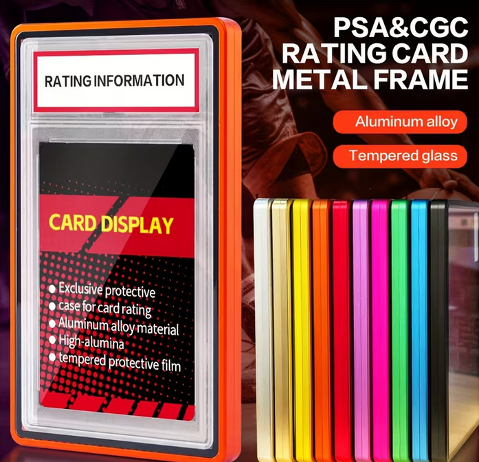 PSA&CGC Tarjeta de Clasificación Protectora | Marco de Aleación de Aluminio con Artesanía de Degradado de Color de Oxidación + Vidrio Templado de Aluminio Alto, Soporte Magnético Transparente Resistente a Arañazos para Tarjetas