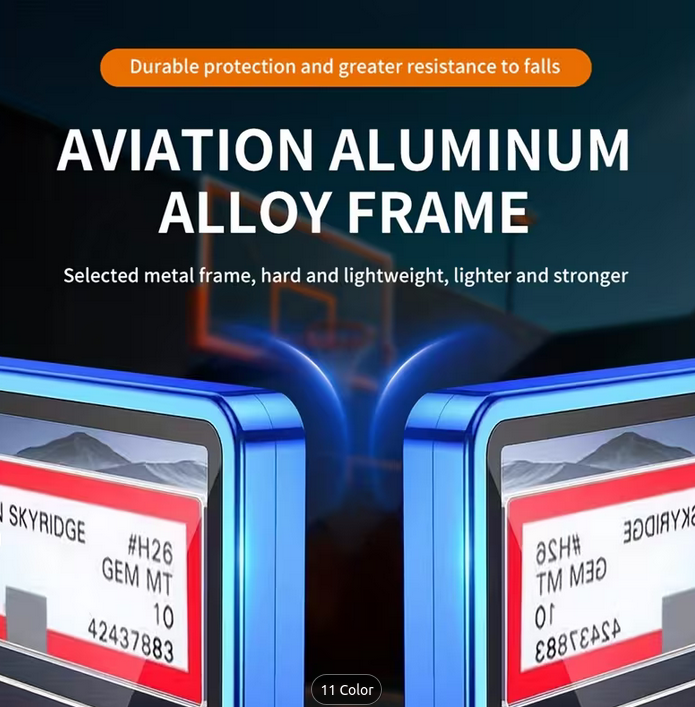 PSA&CGC Tarjeta de Clasificación Protectora | Marco de Aleación de Aluminio con Artesanía de Degradado de Color de Oxidación + Vidrio Templado de Aluminio Alto, Soporte Magnético Transparente Resistente a Arañazos para Tarjetas